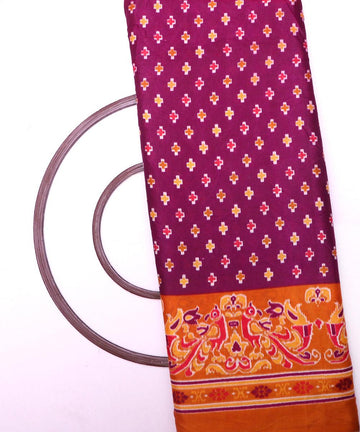wine orange patola print silk fabric